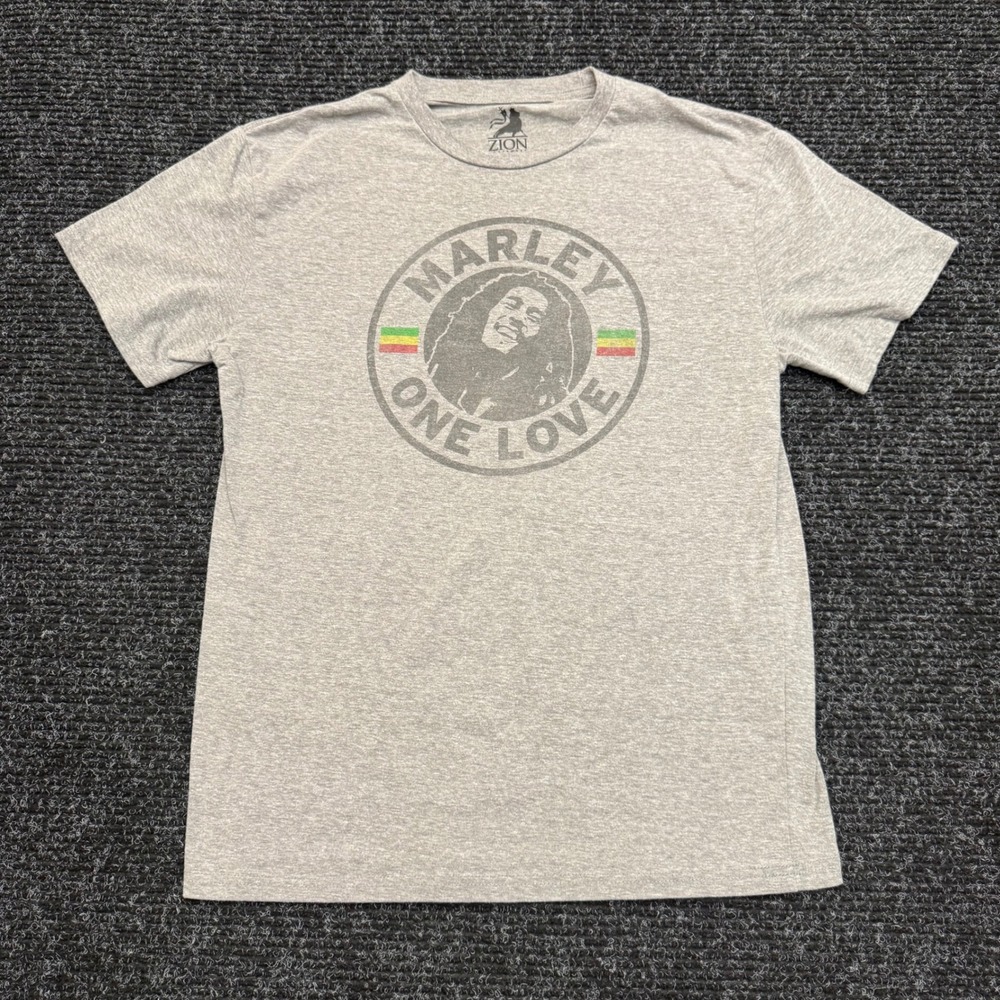 Zion Rootswear Bob Marley One Love Graphic T-Shirt Gray Mens Large Reggae Tee